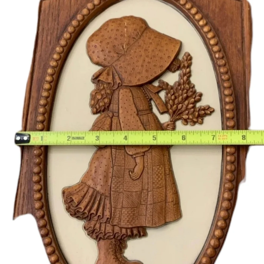 Vintage 1972 Holly‎ Hobbie 3D Wall Plaque American Greetings Faux Wood 15x8